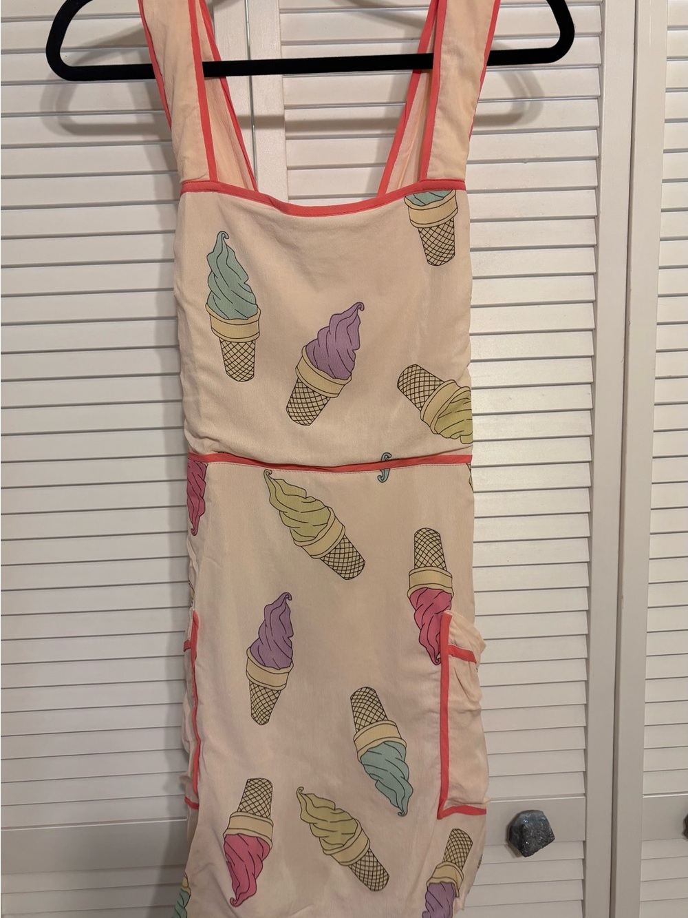 ASOS Cream Mini Dress with Pastel Ice Cream Print and Coral Trim